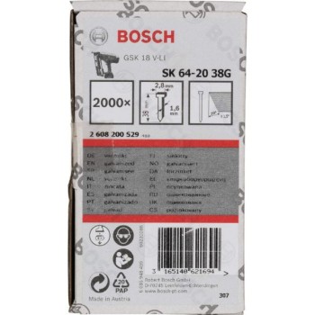 BOSCH Ravni ekser sa upuštenom glavom SK64 20G 38 mm, 2608200529