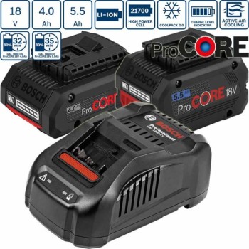 BOSCH Set akumulatora 1x ProCORE 18V 4.0Ah + 1x ProCORE 18V 5.5Ah + 1x punjač GAL 1880, 1600A0214A