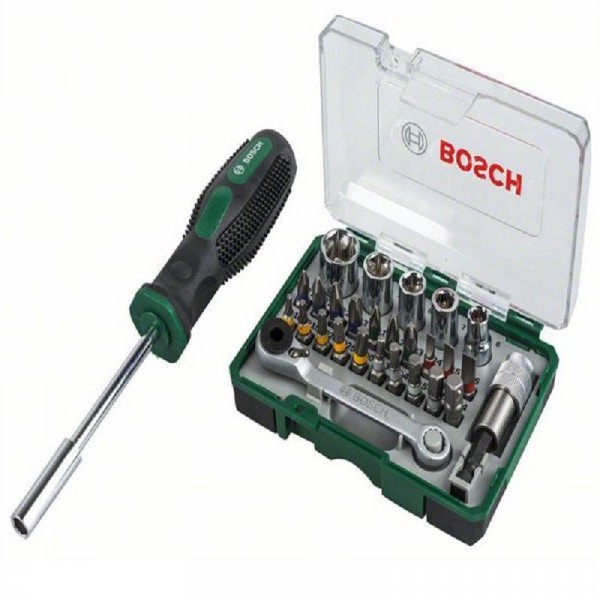 BOSCH zeleni alat 27-delni set bitova sa rašpom i ručnim zavrtačem 2607017331