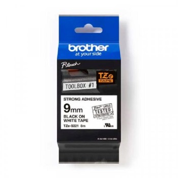 Brother TZES221 Lam.traka 9mm crno/belo STRONG