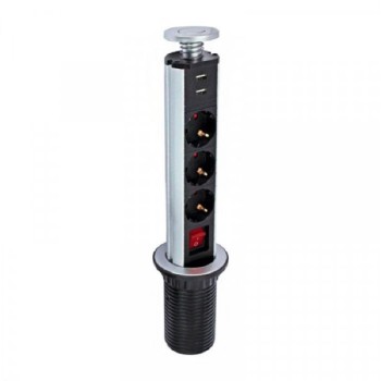 COMMEL Pop-Up utičnica 3 X šuko + 2 X USB 1.8m kabl 3x1,5 C234-181