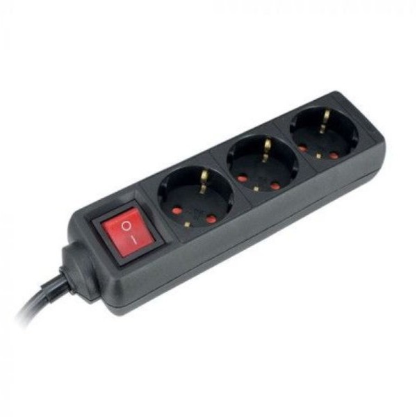 COMMEL Produzni kabl 3 uticnice sklopka 16A 3500W crna 5m H05VV-F 3G1,5