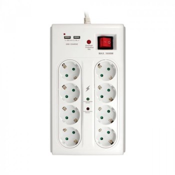 COMMEL Produžni Kabl 8 Na 1 + 2xUSB Sa Prenaponskom, 3m H05VV-F 3x1,5