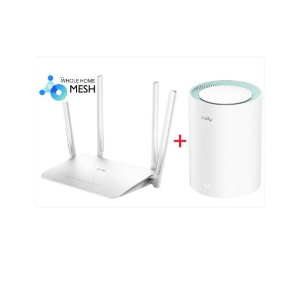 CUDY Cudy SET WR1300 AC1200 Dual Band 2.4+5Ghz MESH Ruter + M1300 1-pack AC1200 Dual Band MESH