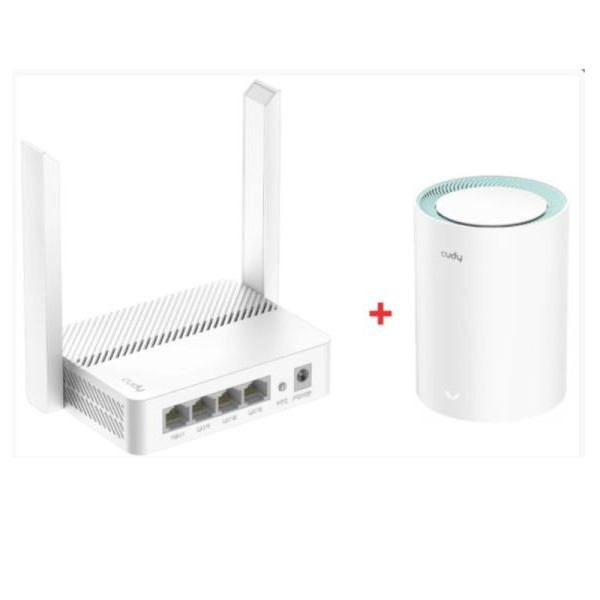 CUDY Cudy SET WR300 N300 Wi-Fi Router + M1300 1-pack AC1200 MESH