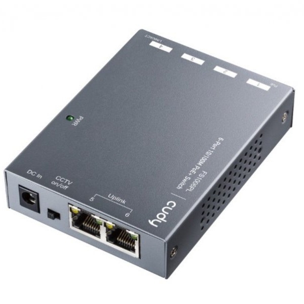 CUDY FS1006PL 6-Port 10/100M PoE+ Switch, 60W external, max 32W/PoE, UPLINK, 250m, 4KV protection