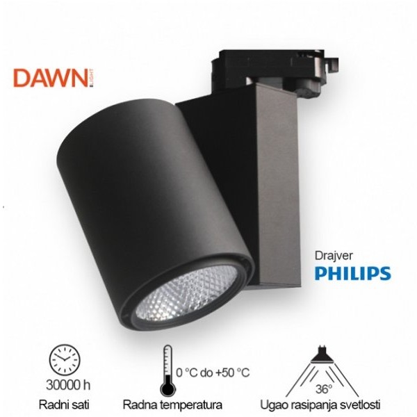DAWN LED REFLEKTOR SINSKI 338201-1 20W 4000K CRNI