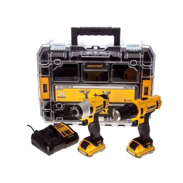 DeWALT DCK211D2T Komplet alkumaltorskog alata 10.8 V Liion
