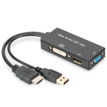 DIGITUS Adapter HDMI na DP/DVI/VGA 0.2m crni