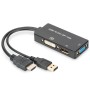 DIGITUS Adapter HDMI na DP/DVI/VGA 0.2m crni