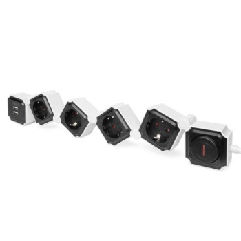 DIGITUS Fleksibilni produžni kabl sa 4utičnice + 2 USB beli