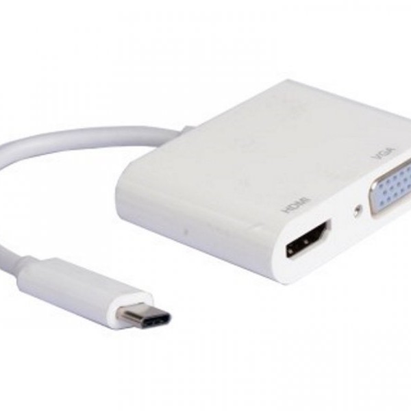 E-GREEN Adapter USB 3.1 tip C (M) - HDMI + VGA (F) beli