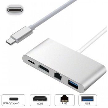 E-GREEN Adapter USB Tipc C - HDMI + USB 3.0 + Tip C + RJ45 (F)
