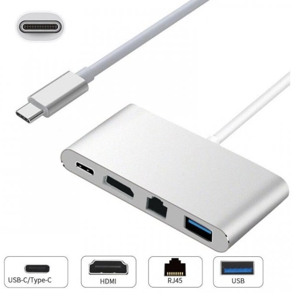 E-GREEN Adapter USB Tipc C - HDMI + USB 3.0 + Tip C + RJ45 (F)