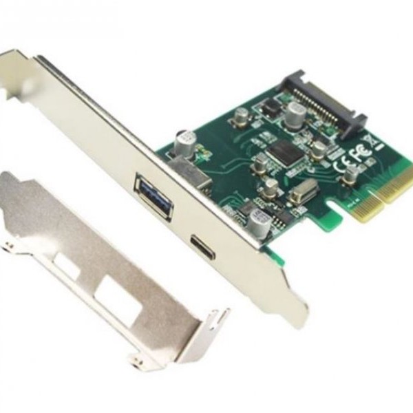 E-GREEN PCI-Express kontroler na USB 3.1 Tip A + USB-C Host Controler (Asmedia 1142) (KON00382)
