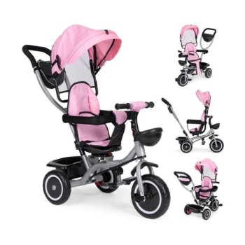 ECO TOYS 2u1 tricikl sa rotirajuim sediçtem i sklopivom tendom Pink, ECOTOYS