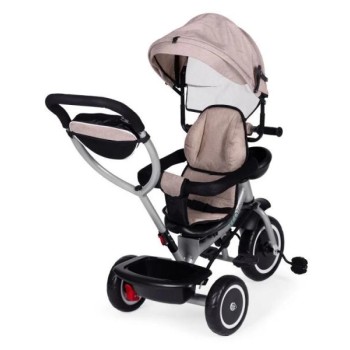 ECO TOYS 2u1 tricikl sa rotirajuim sedistem i sklopivom tendom Beige, ECOTOYS