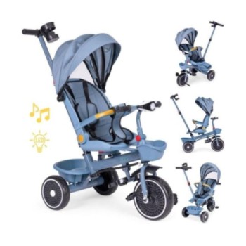 ECO TOYS 2u1 tricikl sa rotirajucim sedistem i sklopivom tendom Blue, ECOTOYS