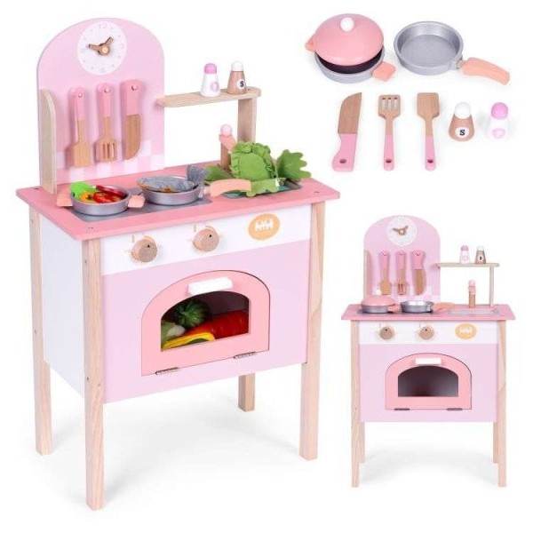 ECO TOYS Dečija kuhinja pink sa 2 dodataka,rernom,slavinom i sudoperom