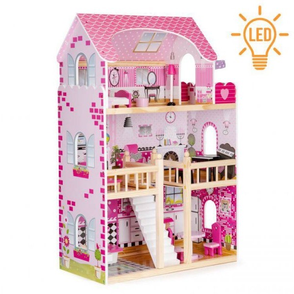 ECO TOYS DRVENA KUĆICA ZA LUTKE, led nameštaj