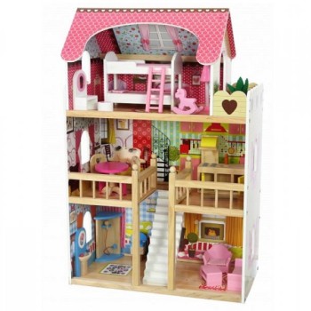 ECO TOYS Drvena kućica za lutke na 3 sprata drvena (8209)