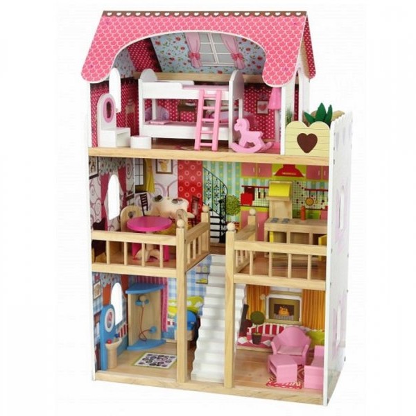 ECO TOYS Drvena kućica za lutke na 3 sprata drvena (8209)