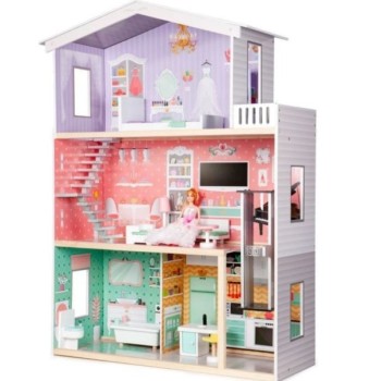 ECO TOYS Drvena kućica za lutke sa liftom Candy residence