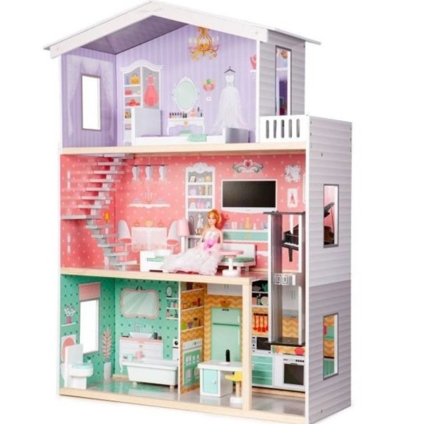 ECO TOYS Drvena kućica za lutke sa liftom Candy residence
