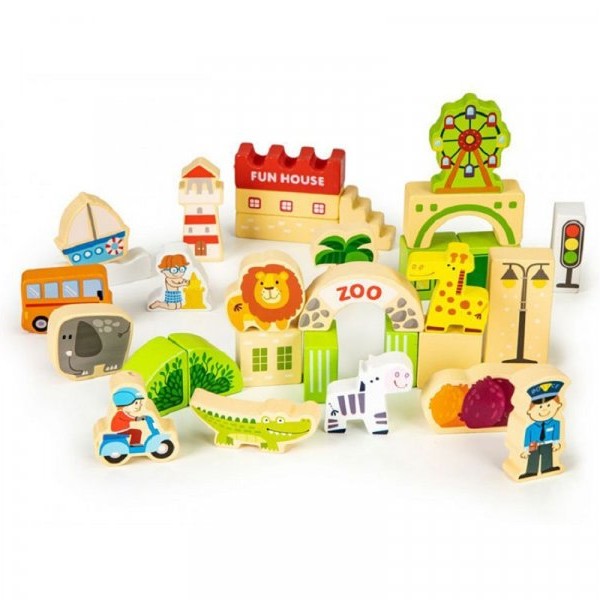 ECO TOYS DRVENE EDUKATIVNE KOCKE CITY ZOO 120 KOMADA