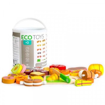 ECO TOYS Drvene namirnice za seckanje 23 dela
