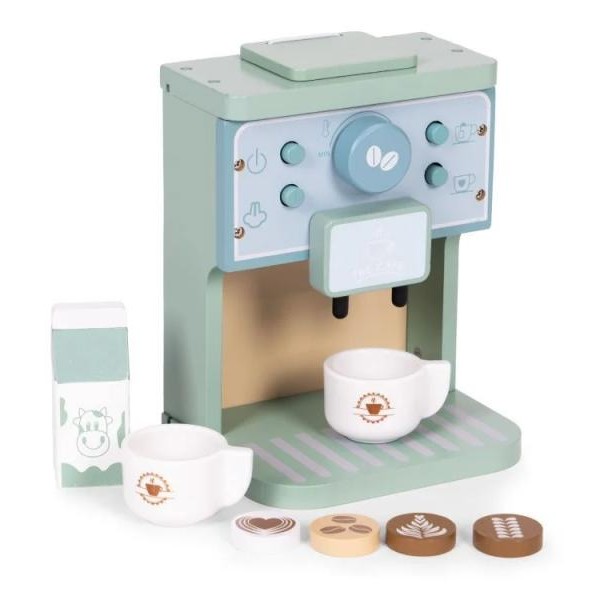 ECO TOYS Drveni aparat za kafu za decu -barista set, 8 delova