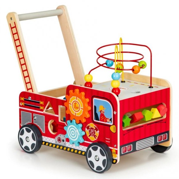ECO TOYS EDUKATIVNA DRVENA GURALICA SA KOCKAMA - VATROGASAC