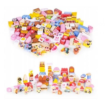ECO TOYS Edukativne drvene kocke set - CANDY CITY 116kom