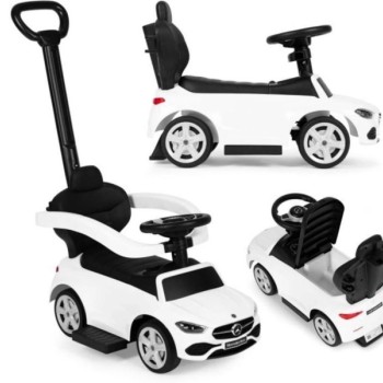ECO TOYS Guralica sa interaktivnim volanom i ručkom Mercedes C Class bela boja