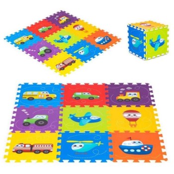 ECO TOYS Podloga Za Igru Puzzle Vehicles, 9 Elemenata (86x86cm) Iplay