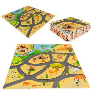 ECO TOYS Podloga za igru za decu SAFARI PUZZLE 9 ELEMENATA 93X93CM