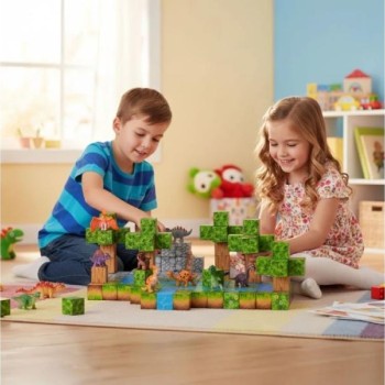 ECO TOYS Set magnetnih kocki za decu -142 dela, kocke i dinosaurisi