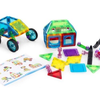 ECO TOYS Set magnetnih kocki za decu - kuca i auto, 48 delova