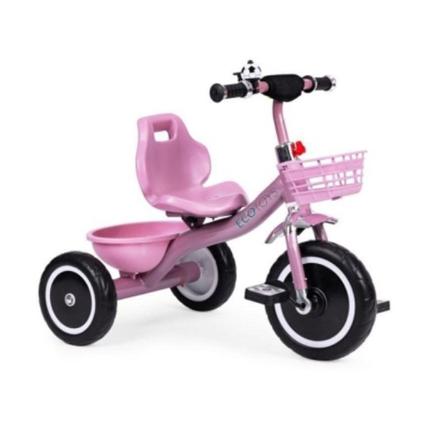 ECO TOYS Tricikl sa neklizajućim rukohvatima, zvoncem i korpom WQL-1999 Pink