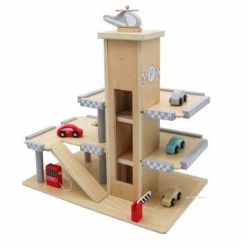 ECO TOYS VELIKA DRVENA GARAŽA SA PARKINGOM I LIFTOM + AUTOMOBILI