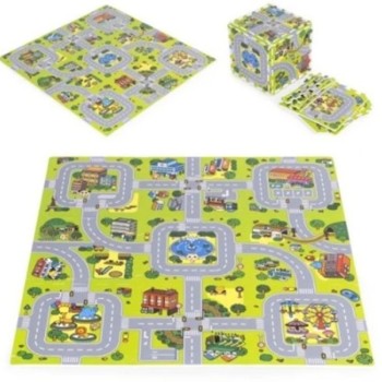ECO TOYS Velika podloga za igru EVA FOAM City 90.5x90.5 cm 21 deo
