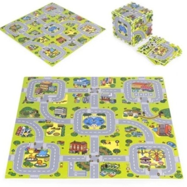 ECO TOYS Velika podloga za igru EVA FOAM City 90.5x90.5 cm 21 deo