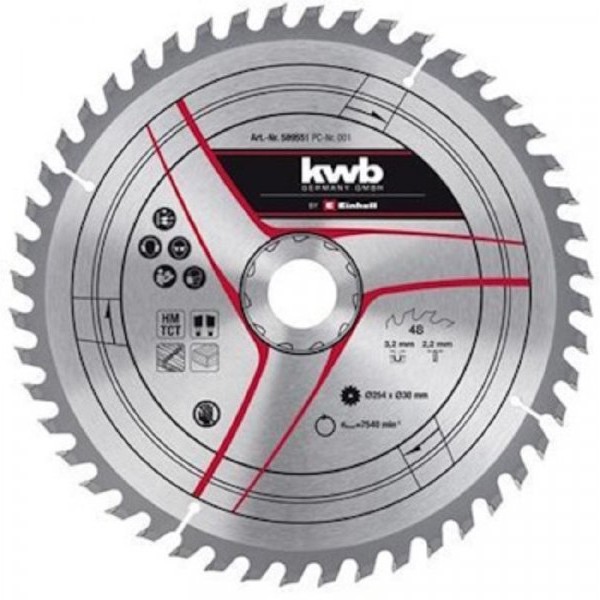 EINHELL KWB TCT rezni list 254X30X3.2mm T48 49589551