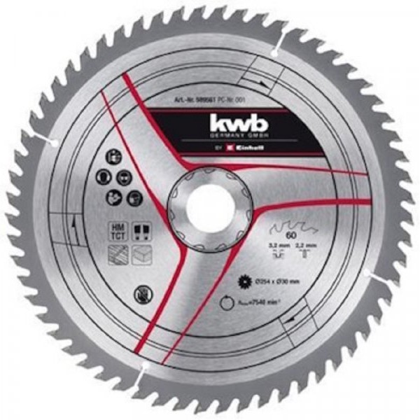 EINHELL KWB TCT rezni list 254X30X3.2mm T60 49589561