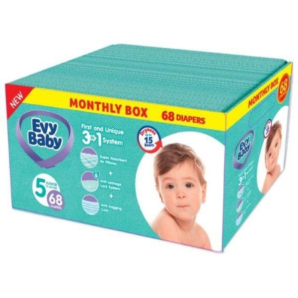 EVY BABY Pelene Box 5 Junior 11-25kg - 68 kom 3u1
