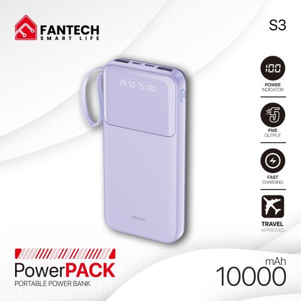 FANTECH Power bank Prenosiva baterija Fantech S3 10000mAh, 10W ljubicasti