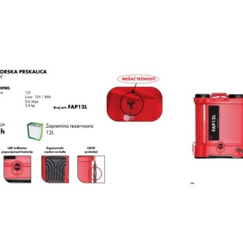 FARM powered by wurth FAP12L Akumulatorska prskalica, Li-ion, sa mešačem 12L