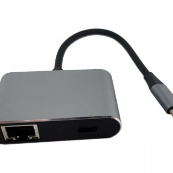 FAST ASIA Adapter-konvertor TIP C na 2xUSB 3.0+TIP C+RJ45
