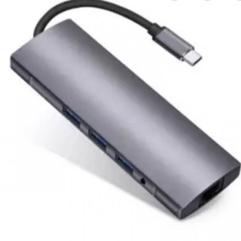 FAST ASIA Adapter-konvertor TIP-C na HDMI + 4XUSB 3.0 + TIP C + SD/Micro + Audio+VGA + RJ45