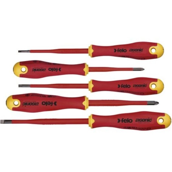 FELO Set dielektrični šrafcigeri Ergonic VDE E-slim SL/PZ 41385398 5 kom